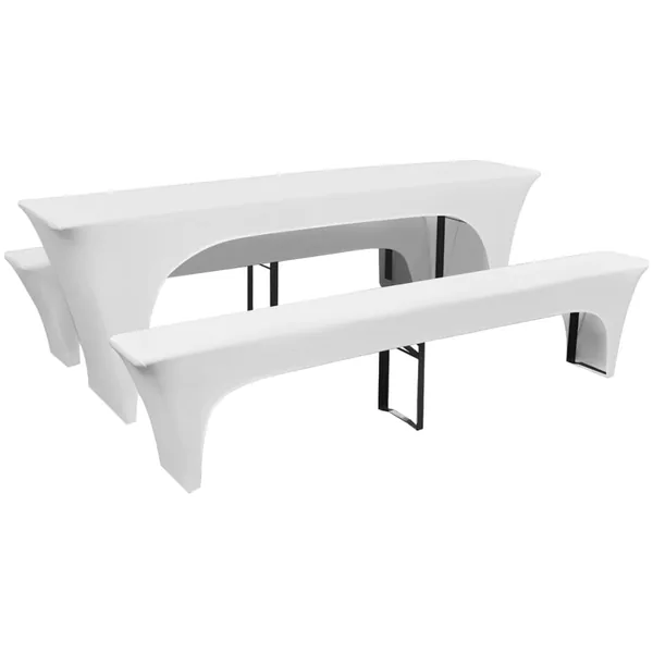 Housses de table et bancs Extensibles 3 pcs Blanc 220x50x80 cm