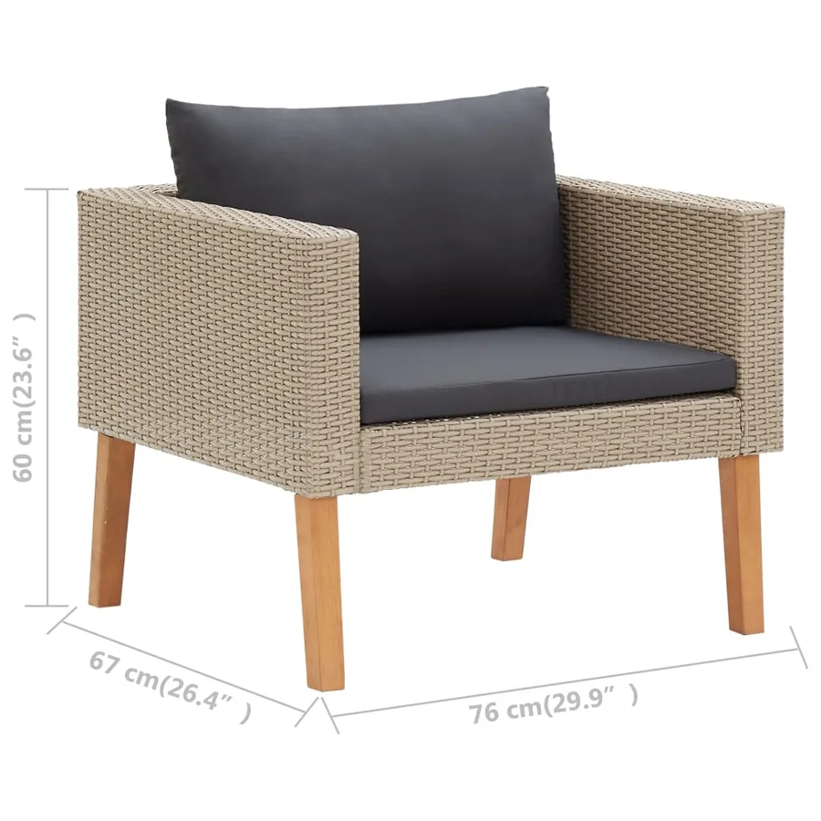 Salon de jardin 4 pcs avec coussins Résine tressée Beige - 11