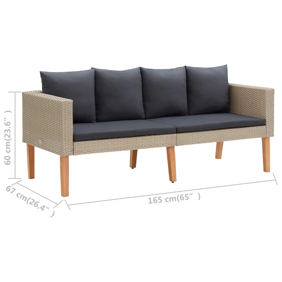 Salon de jardin 4 pcs avec coussins Résine tressée Beige - 12