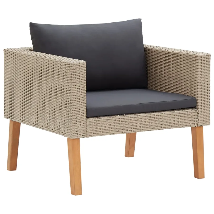 Salon de jardin 4 pcs avec coussins Résine tressée Beige - 3