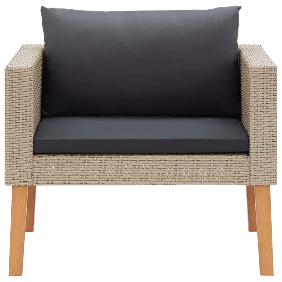 Salon de jardin 4 pcs avec coussins Résine tressée Beige - 4