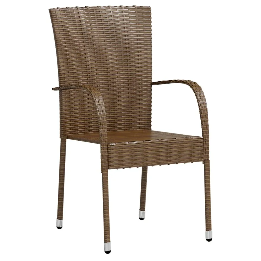 Ensemble à manger de jardin 3pcs Résine tressée Marron - 3