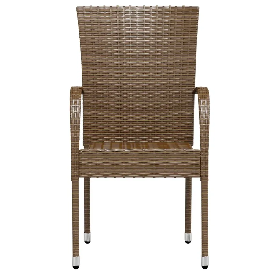 Ensemble à manger de jardin 3pcs Résine tressée Marron - 4