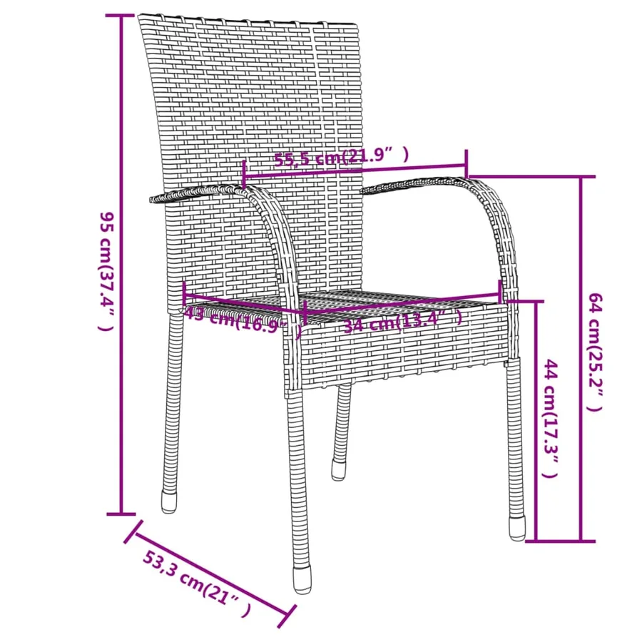 Ensemble à manger de jardin 3pcs Résine tressée Marron - 8