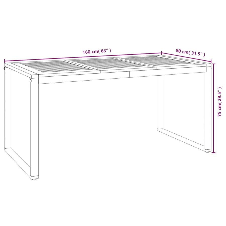 Ensemble à manger de jardin 7 pcs bois d'acacia solide et métal - 8