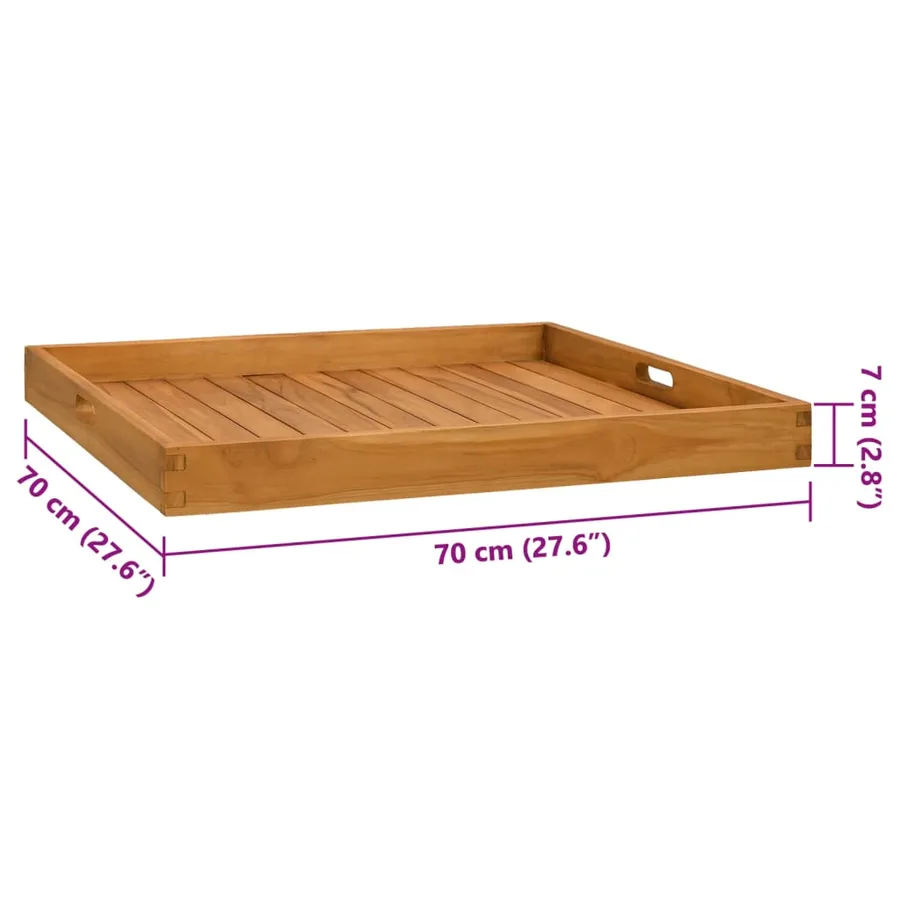 Plateau de service 70x70 cm Bois de teck massif - 8