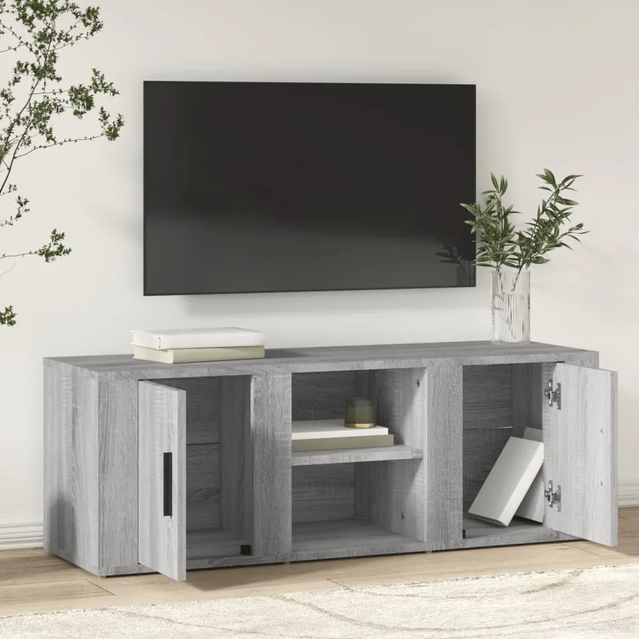 Meuble TV Sonoma gris 100x31,5x35 cm Bois d'ingénierie - 3