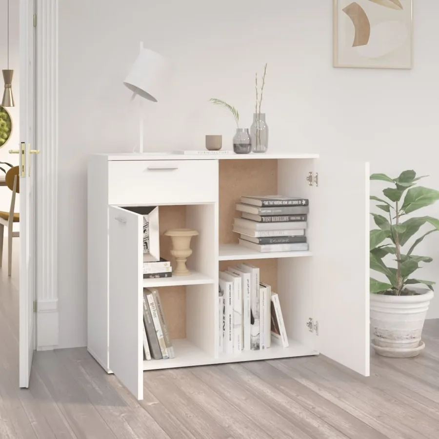 Buffet blanc 80x36x75 cm bois d'ingénierie - 3