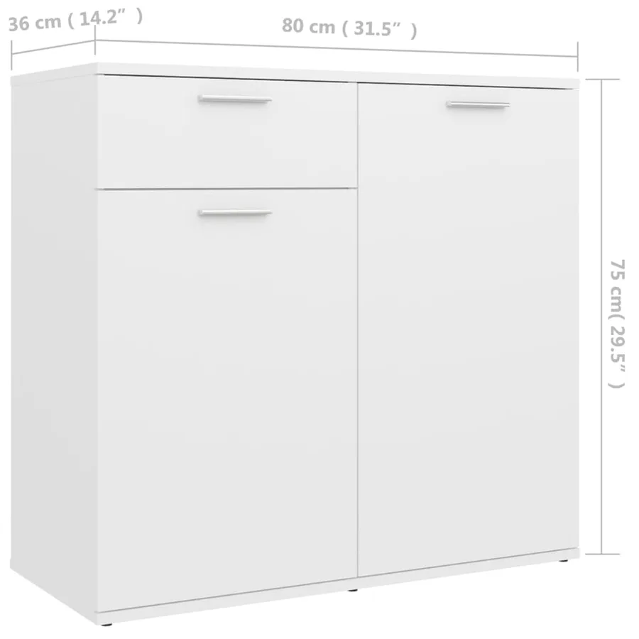 Buffet blanc 80x36x75 cm bois d'ingénierie - 9