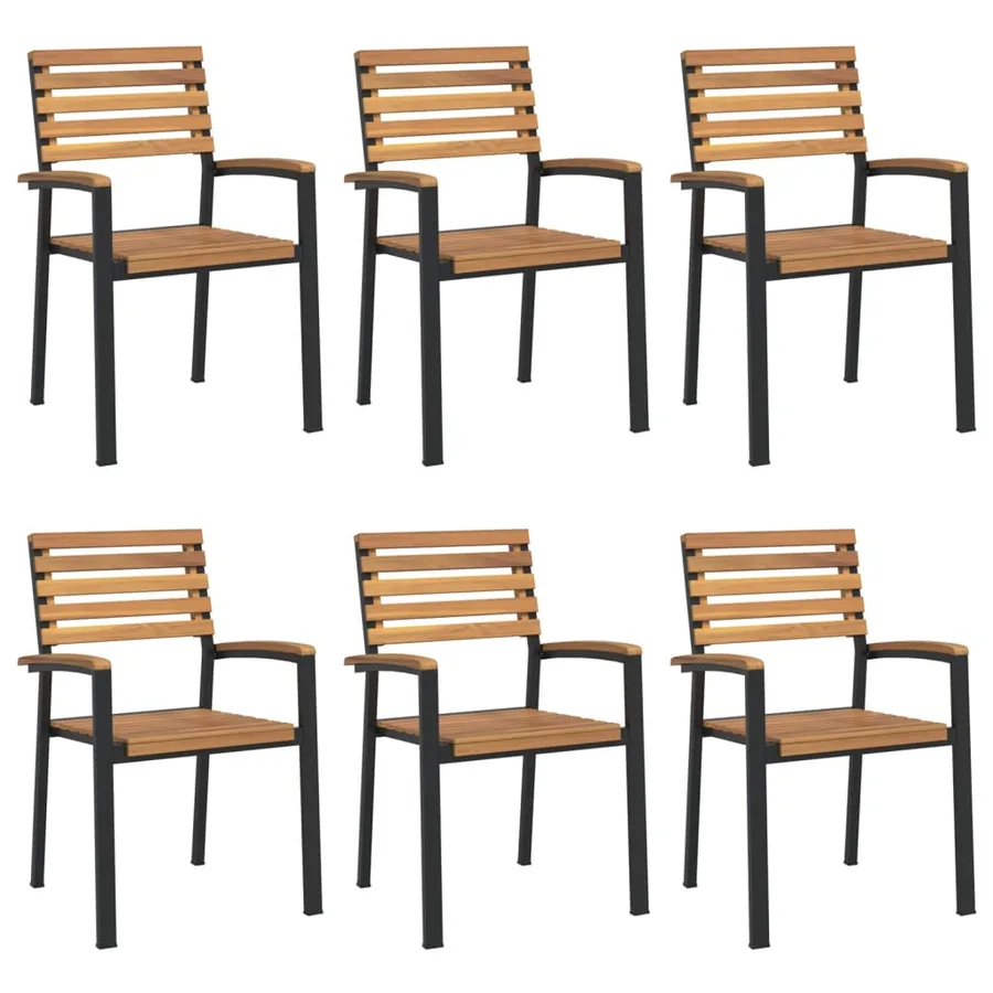Ensemble à manger de jardin 7 pcs bois d'acacia solide et métal - 3