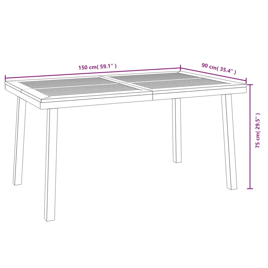 Ensemble à manger de jardin 7 pcs bois d'acacia solide et métal - 8