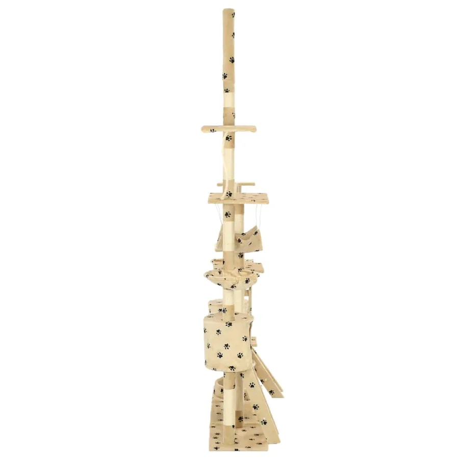 Arbre à chat et griffoirs 230-250 cm Empreintes de pattes Beige - 3
