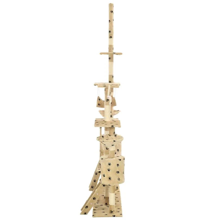 Arbre à chat et griffoirs 230-250 cm Empreintes de pattes Beige - 4
