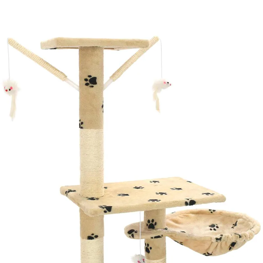Arbre à chat et griffoirs 230-250 cm Empreintes de pattes Beige - 5