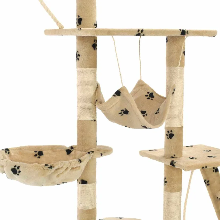 Arbre à chat et griffoirs 230-250 cm Empreintes de pattes Beige - 6