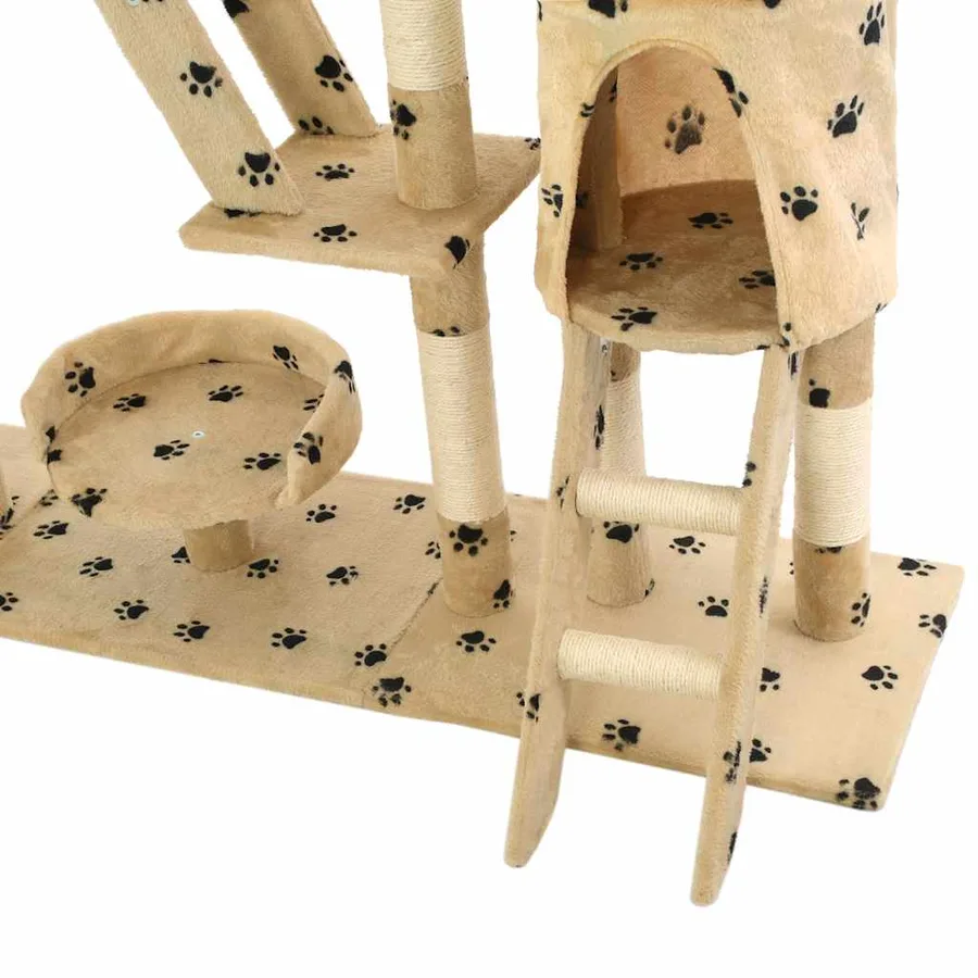 Arbre à chat et griffoirs 230-250 cm Empreintes de pattes Beige - 7