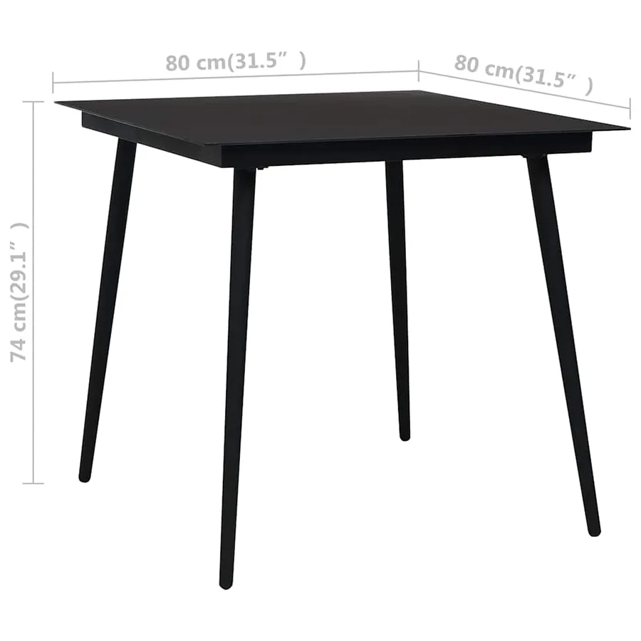 Ensemble à manger de jardin 3 pcs noir - 12
