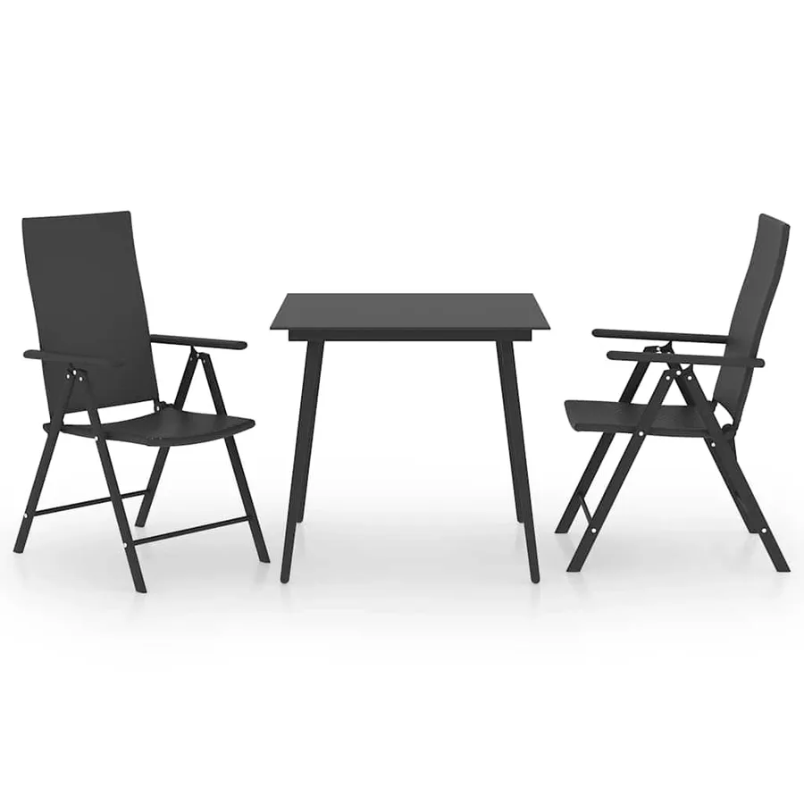 Ensemble à manger de jardin 3 pcs noir - 2