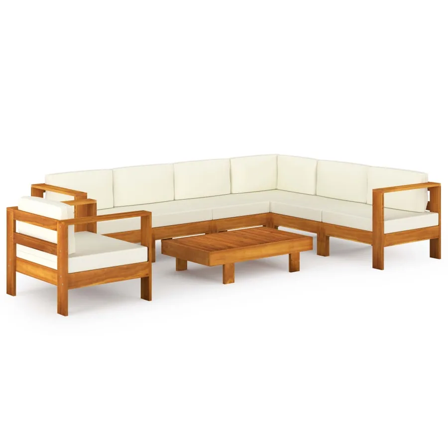 Salon de jardin 8 pièces avec coussins 100 x 60 cm Bois d'acacia - 2