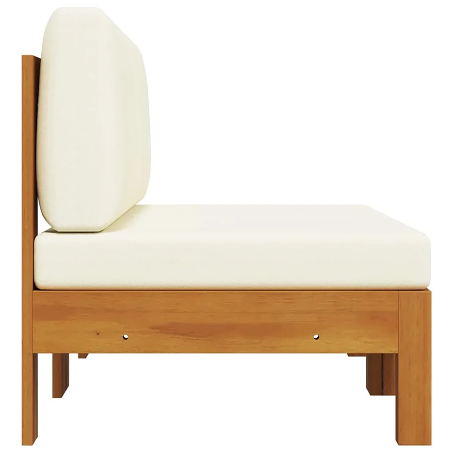Canapés centraux 2 pcs avec coussins blanc crème Acacia solide - 4