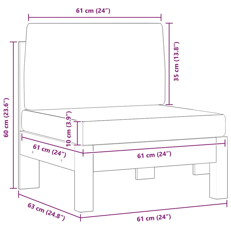 Canapés centraux 2 pcs avec coussins blanc crème Acacia solide - 6