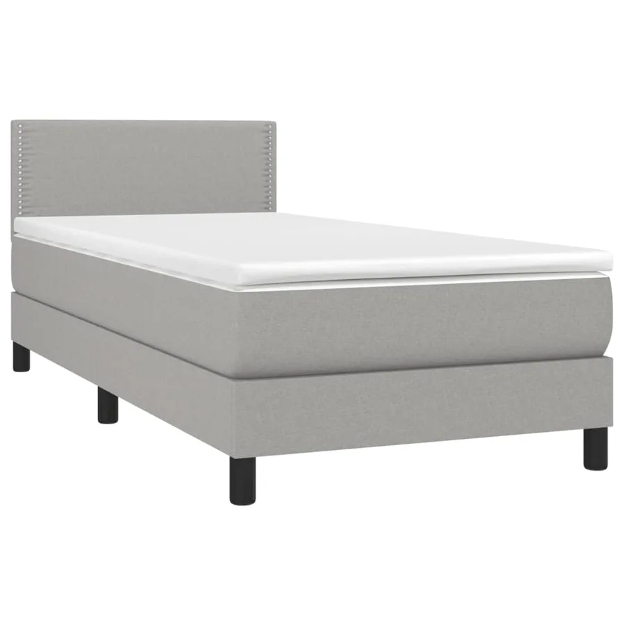 Sommier à lattes de lit avec matelas et LED Gris clair 90x190cm - 3