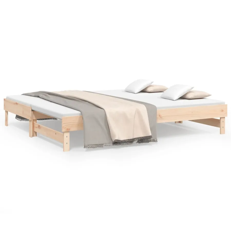 Lit coulissant sans matelas 2x(90x200) cm Bois de pin massif - 2