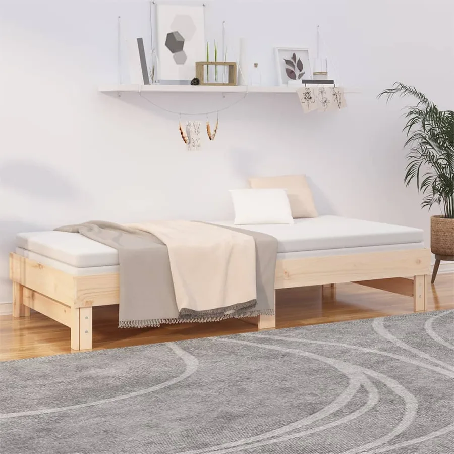Lit coulissant sans matelas 2x(90x200) cm Bois de pin massif - 4