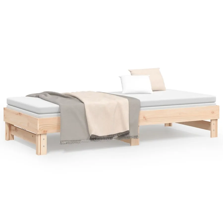 Lit coulissant sans matelas 2x(90x200) cm Bois de pin massif - 5