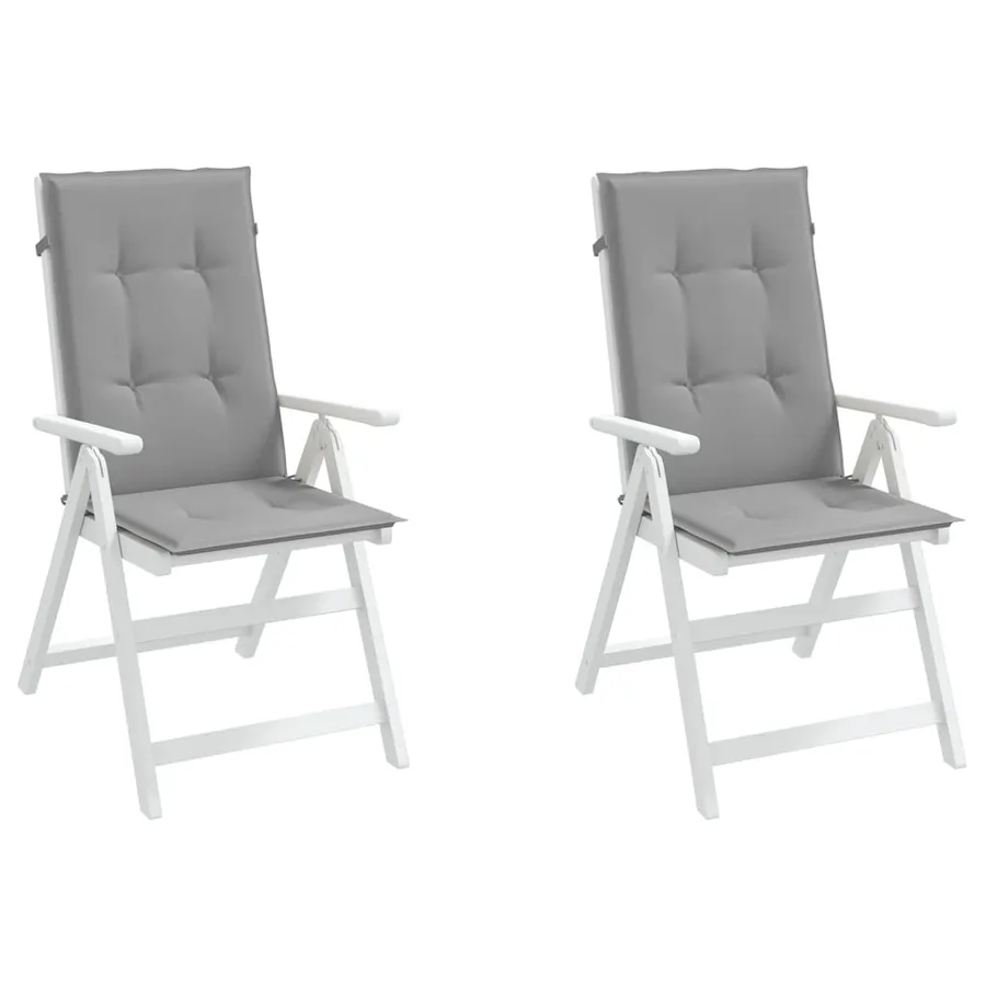 Coussins de chaise de jardin à dossier haut lot de 2 gris tissu - 4