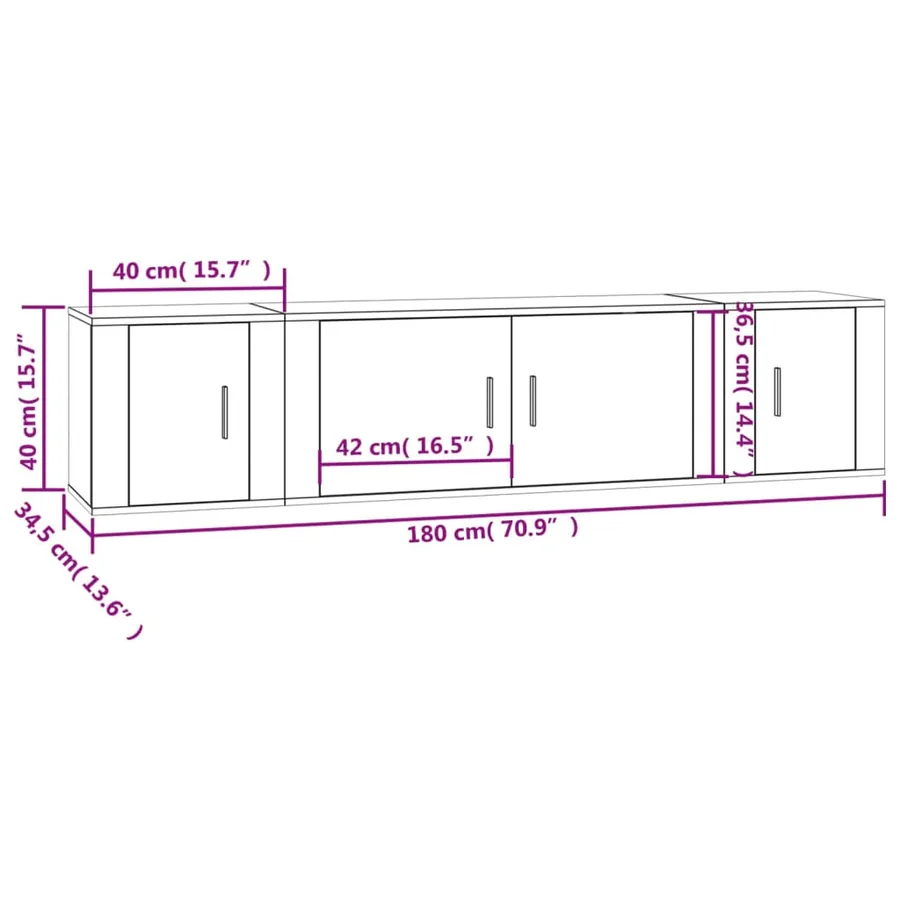Ensemble de meubles TV 3 pcs Blanc Bois d'ingénierie - 10