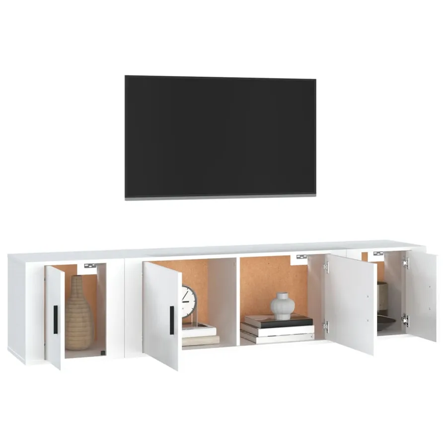 Ensemble de meubles TV 3 pcs Blanc Bois d'ingénierie - 3