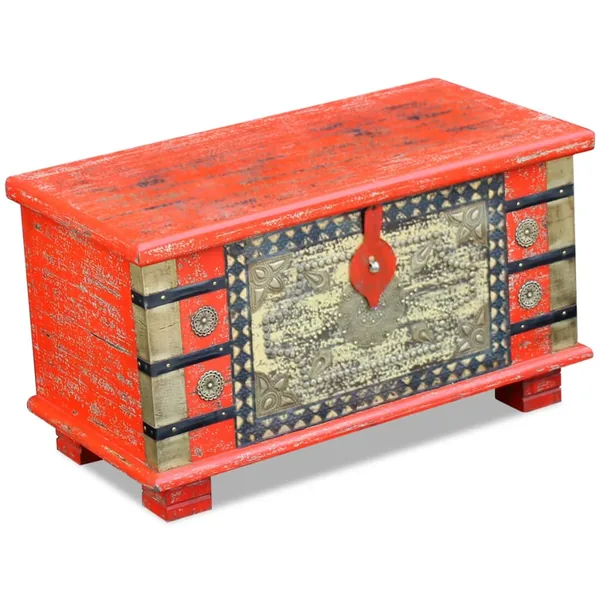Coffre de rangement Bois de manguier rouge 80 x 40 x 45 cm