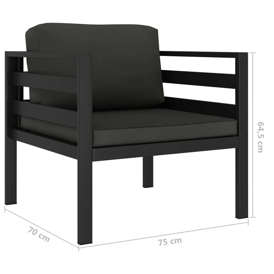 Ensemble de canapés 5 pcs avec coussins Aluminium Anthracite - 6