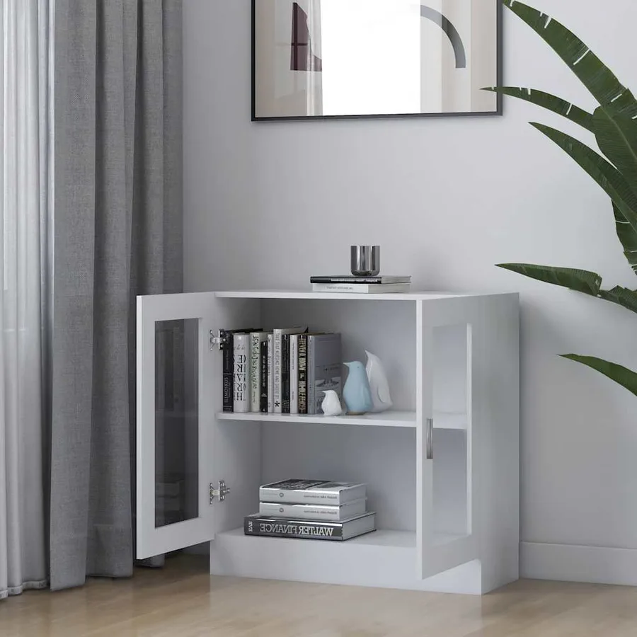 Armoire à vitrine Blanc 82,5x30,5x80 cm Bois d'ingénierie - 3