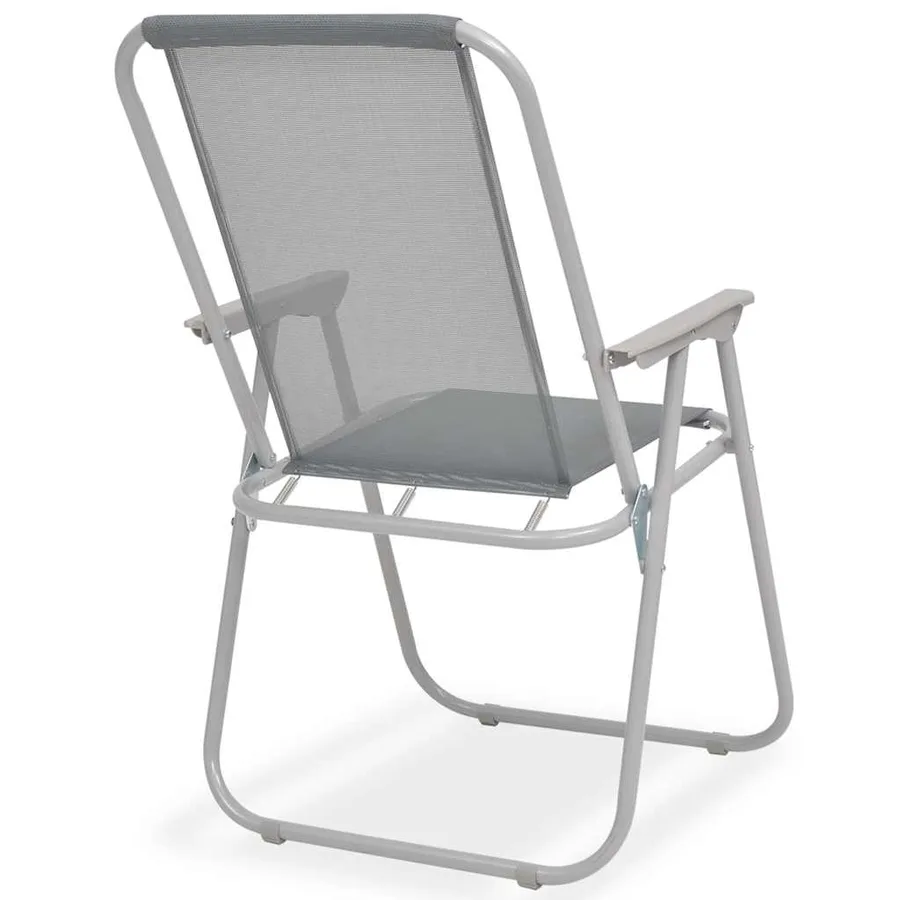 Ensemble à manger d'extérieur 8 pcs Acier et textilène Gris - 11