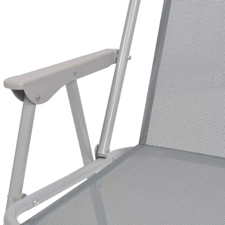 Ensemble à manger d'extérieur 8 pcs Acier et textilène Gris - 12