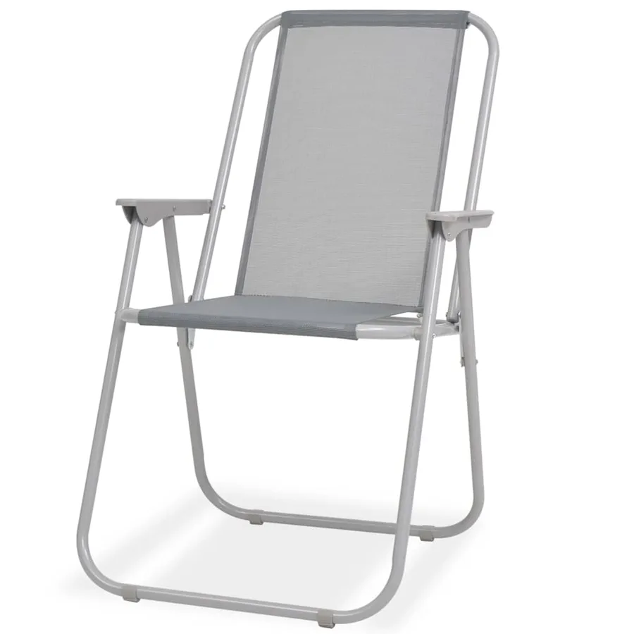 Ensemble à manger d'extérieur 8 pcs Acier et textilène Gris - 8