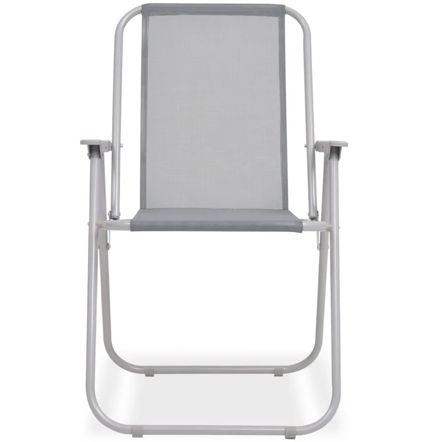 Ensemble à manger d'extérieur 8 pcs Acier et textilène Gris - 9