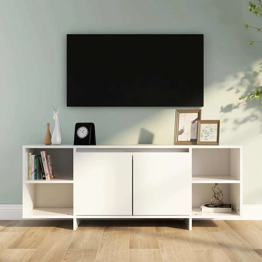 Meuble TV blanc 130x35x50 cm bois d'ingénierie - 3