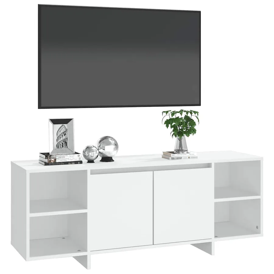 Meuble TV blanc 130x35x50 cm bois d'ingénierie - 4