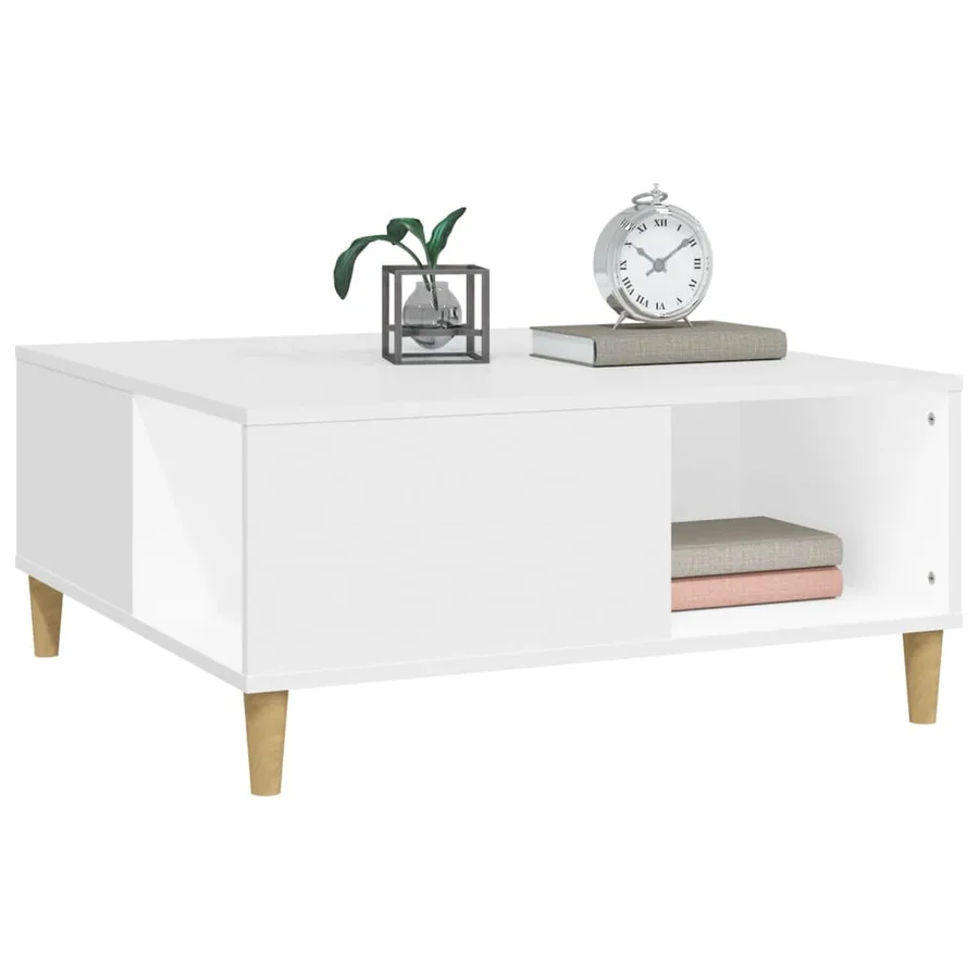 Table basse blanc 80x80x36,5 cm bois d'ingénierie - 4