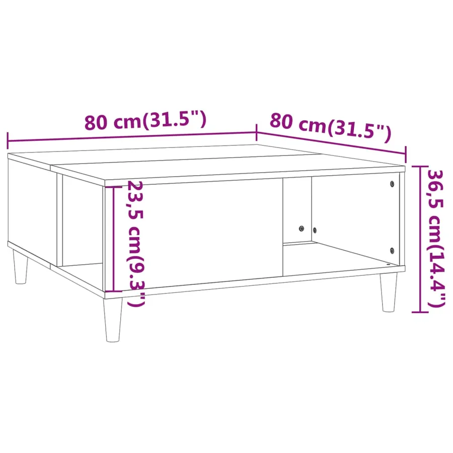 Table basse blanc 80x80x36,5 cm bois d'ingénierie - 8