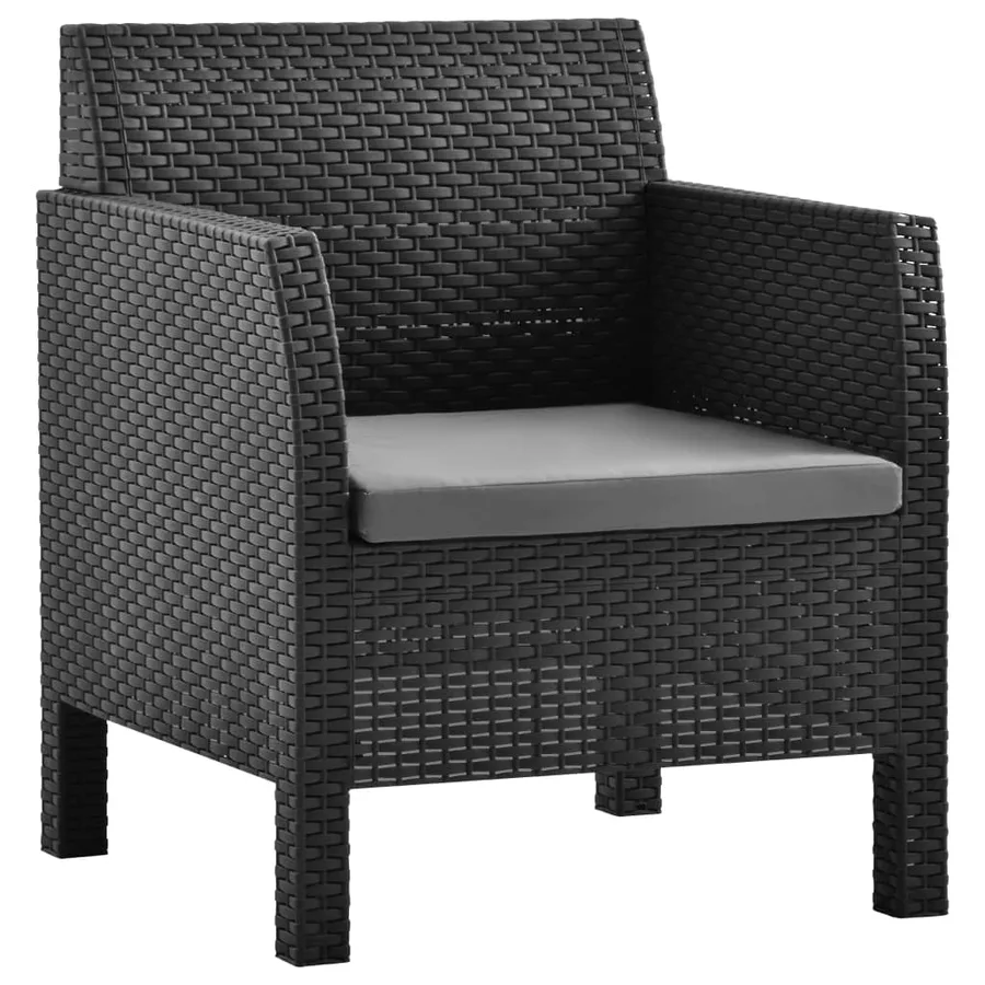 Chaises de jardin avec coussins lot de 2 PP Rotin Anthracite - 2