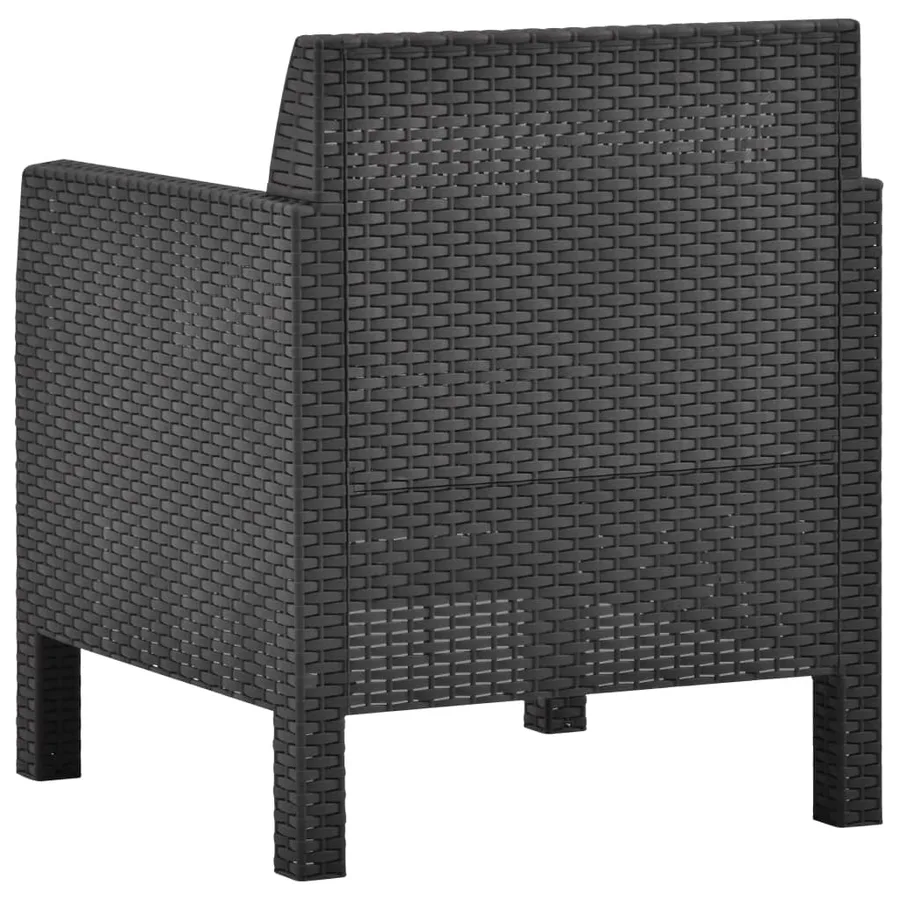 Chaises de jardin avec coussins lot de 2 PP Rotin Anthracite - 5