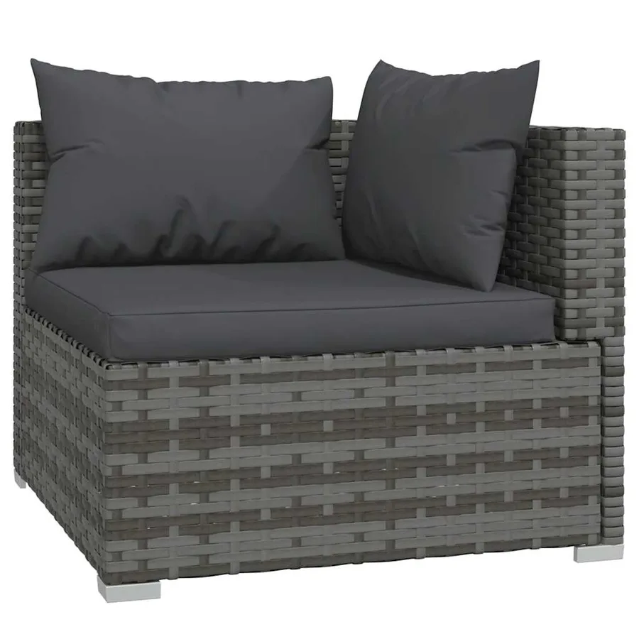 Salon de jardin 6 pcs avec coussins Résine tressée Gris - 3