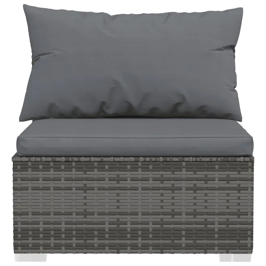 Salon de jardin 12 pcs avec coussins Résine tressée Gris - 6