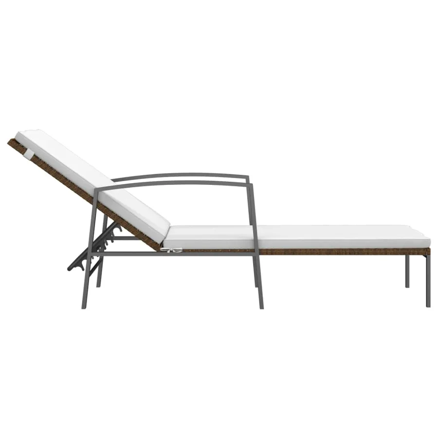Chaises longues lot de 2 avec table résine tressée marron - 5