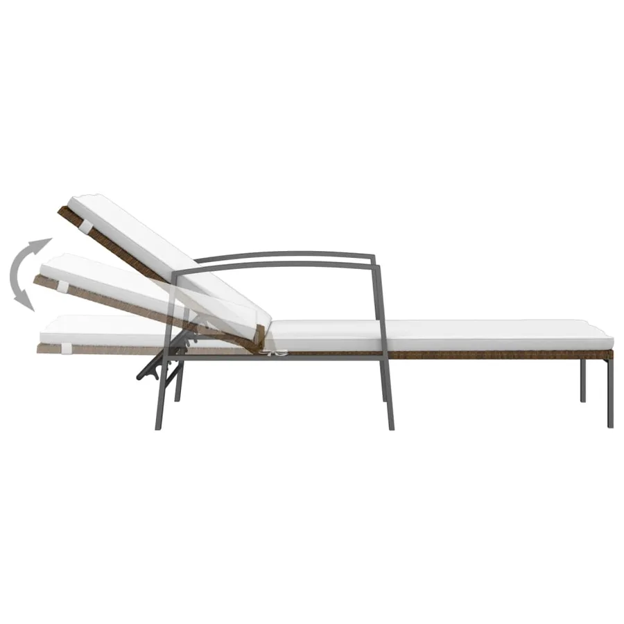 Chaises longues lot de 2 avec table résine tressée marron - 8