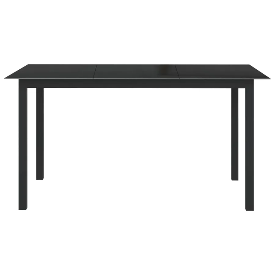 Table de jardin Noir 150x90x74 cm Aluminium et verre - 2